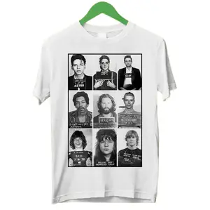 Celebrities Mugshot Rock Stars Music Gift Funny Tee Style Unisex Gamer Cult Movie Music T Shirt
