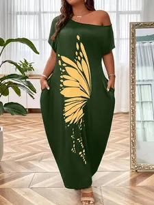 Women's Casual Dress, Elegance Commute Digital Print Dress, Perfect for Daily Wear & Office Style, Stylish Women's Clothing, Casual Elegance Chic