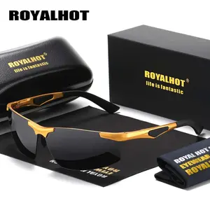RoyalHot Unisex Polarized Aloy Rectangle Frame Sunglasses Driving Sun Glasses Shades Oculos Masculino Male