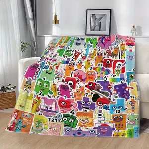 1pc Numberblocks Pattern Flannel Throw, Baby blankets and adult blankets, Vibrant Cartoon Design with Numbers 1-100, Soft & Cozy Plush Texture, All-Season Use, Bedding Accessory for Bedroom Sofa, Travel Home Decor, Playful Design, Holiday Birthday Christm