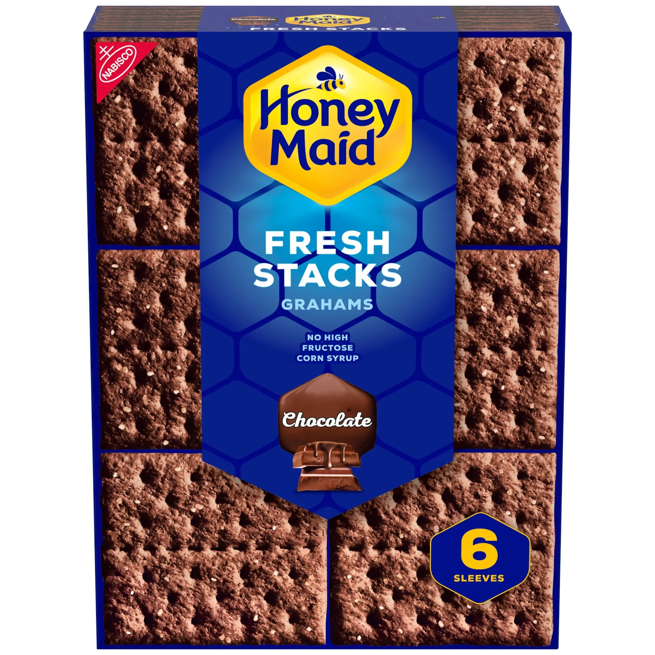 HONEY MAID Fresh Stacks Chocolate Graham Crackers, Travel Snacks, 12.2 oz (6 Multi Snack Packs)