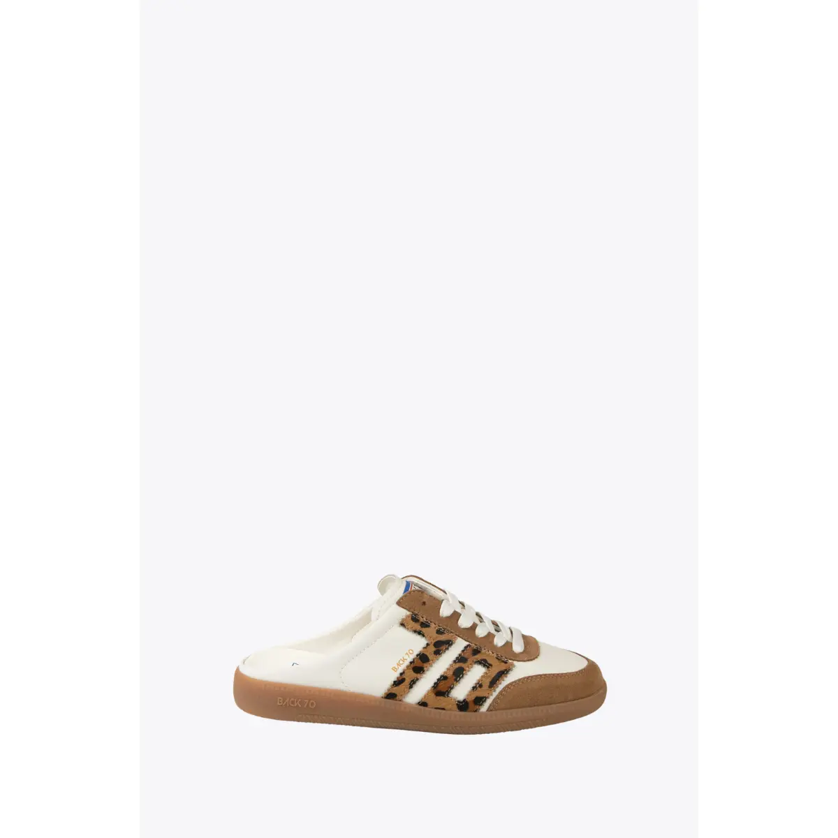 Back 70 Streetwear Easter in White Leopard Backless Sneakers