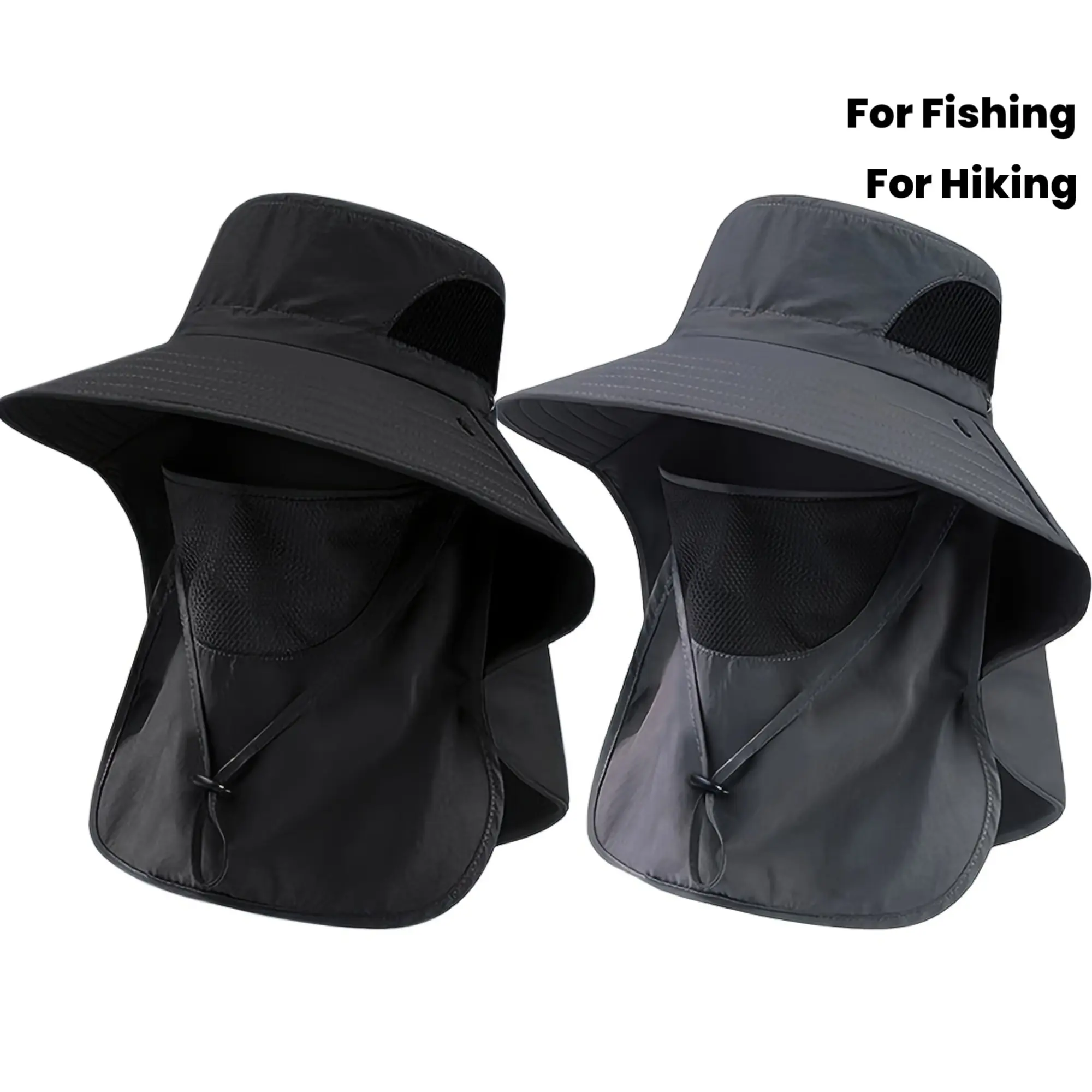 2pcs Outdoor Sun Hat, Men's Neck- Quick-Dry Bucket Hat, Adjustable Visor, Breathable Mesh, with Detachable Face Shield, Unisex,Suitable for Fishing,Hiking,Camping,Outdoor Shopping- Suitable for New Year, Ramadan,uv protection wide brim brim sun hat summer