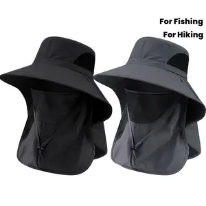 2pcs Outdoor Sun Hat, Men's Neck- Quick-Dry Bucket Hat, Adjustable Visor, Breathable Mesh, with Detachable Face Shield, Unisex,Suitable for Fishing,Hiking,Camping,Outdoor Shopping- Suitable for New Year, Ramadan,uv protection wide brim brim sun hat summer