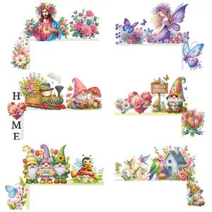 DIY Wooden Diamond Painting Art Door Right Angle Corner Sign Sticker for Door Decor