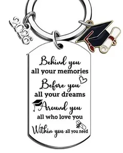 Graduation Keychain 2026, Stainless Steel Engraved Tag Keyring for Class of 2026, Inspirational Congratulation Gift for High School College Graduates summerwins