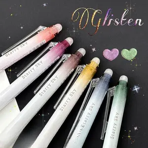 Erasable Glitter Gel Pen, 6 Counts Colorful Retractable Aesthetic Pen, Exquisite Pen for School & Office Use, Gel Ink Pens, Writing Pens, Writing Stationery