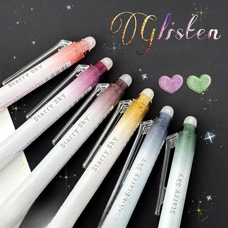 Erasable Glitter Gel Pen, 6 Counts Colorful Retractable Aesthetic Pen, Exquisite Pen for School & Office Use, Gel Ink Pens, Writing Pens, Writing Stationery