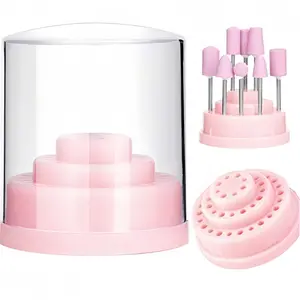 1pc Acrylic Nail Drill Bit Holder 48 Hole Storage Stand, Transparent Nail Tool Organizer including 3 Bases, Portable Nail Art and Cosmetic Storage Box for Salon and Home Use
