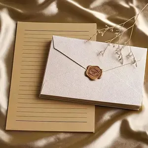 Vintage Stationery Paper Set with Unique Envelopes, Includes 3 Hemp Fabric Envelopes, 10 Writing Papers, 3 Wax Seals, Ideal for Invitations and Cards