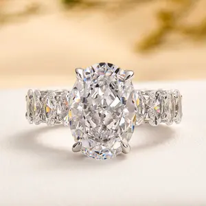 RODIFFY 4.0ct Luxurious Oval Cut Engagement Ring for Women,5A Cubic Zirconia 925 Sterling Silver Eternity Band Romance Ring