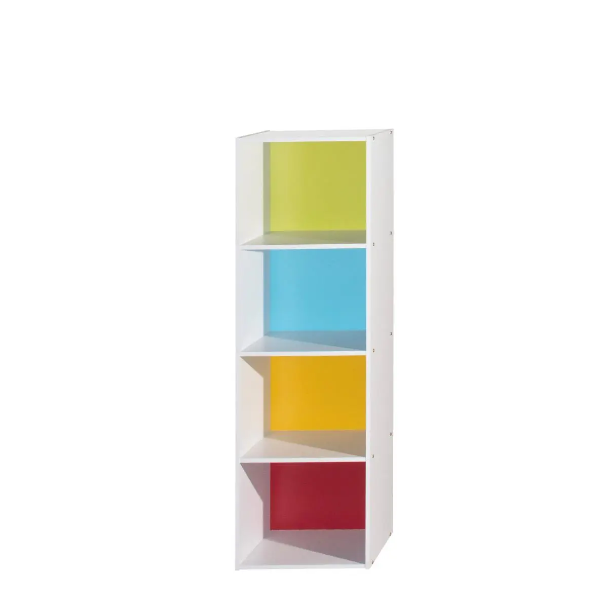 212 MAIN Wood Rainbow Bookshelf - 4-Shelf Open Stackable Colorful Storage Unit, 47.36x11.77x15.91 in Commercial Office Furniture, Bookshelf Accessory