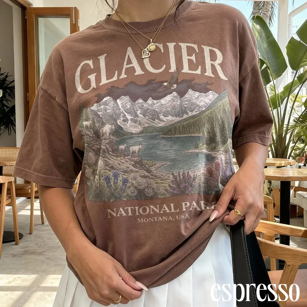 Glacier National Park Shirt, Montana Mountain Lake Graphic Tee, Travel Nature Comfort Colors, Gift For Men, Gift For Women