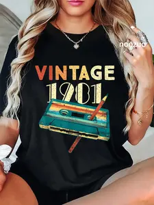 100% Cotton Vintage 1981 Music Cassette 44th Birthday Gifts 44 Years Old T-Shirt