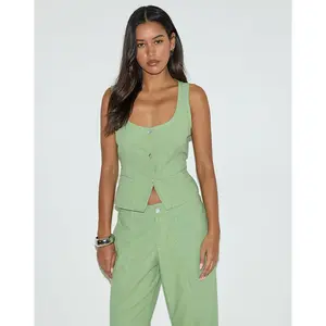Ganita Vest in Linen Minty Green