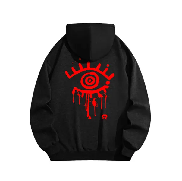 270g Fleece-Lined Hooded Drawstring Sweatshirt, 111XPANTIA Fuerza Regida Graffiti Men's Hip-Hop Hoodie, Men's Black Casual Sweatshirt, Suitable for Cold Weather, with Ribbed Cuffs and Hem, Loose Fit, Fashion Style