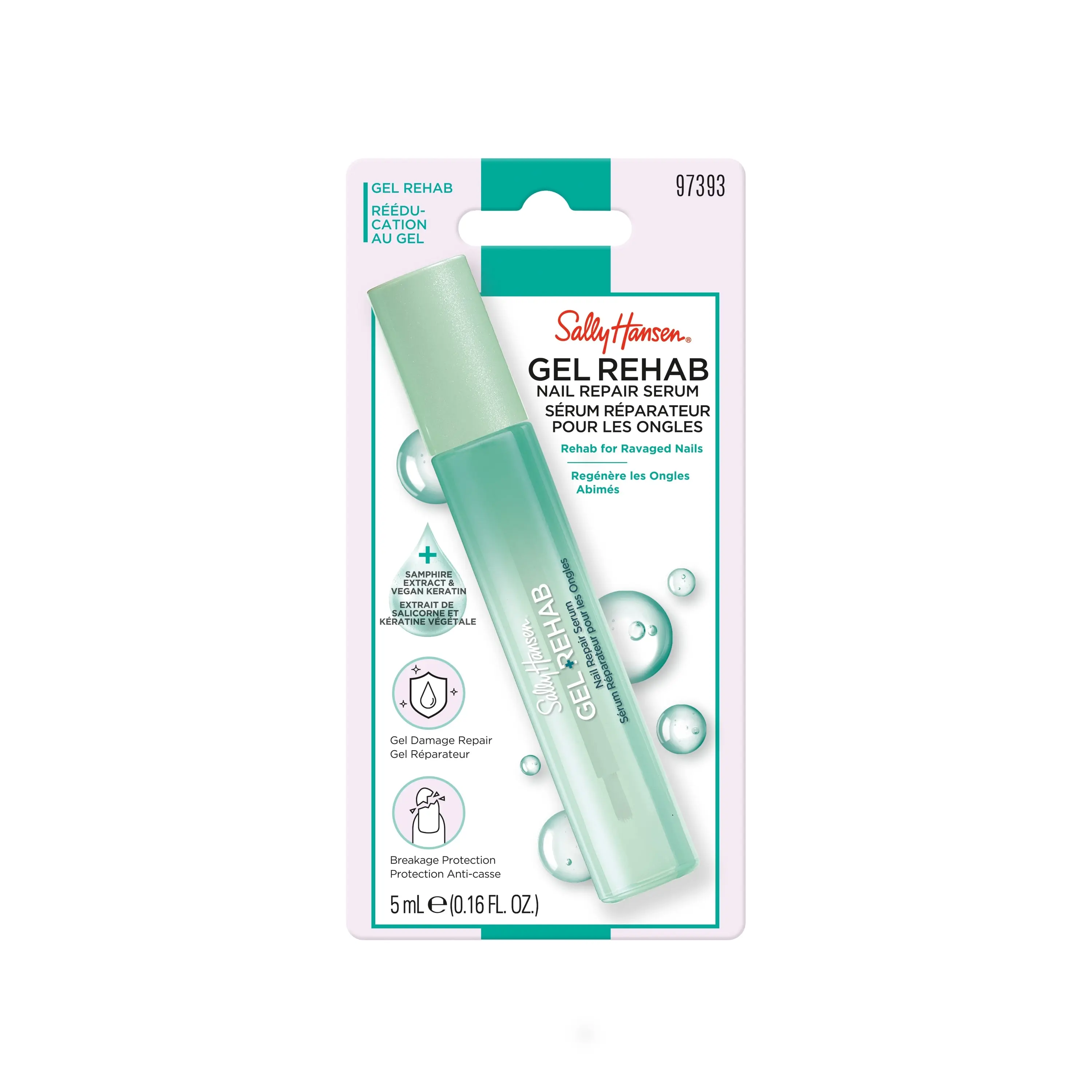 Sally Hansen Gel Rehab Nail Repair Serum, Vegan Keratin, Fast-Drying Formula