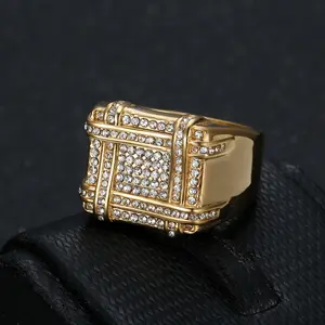 Men's Pave Engagement Ring - Multi-Size Light-Luxury Geometric Stainless Steel, Synthetic Zircon-Inlaid Modern Minimalist Costume Jewelry for Daily Wear & Banquets | Men's Accessories, Rings,summerwins