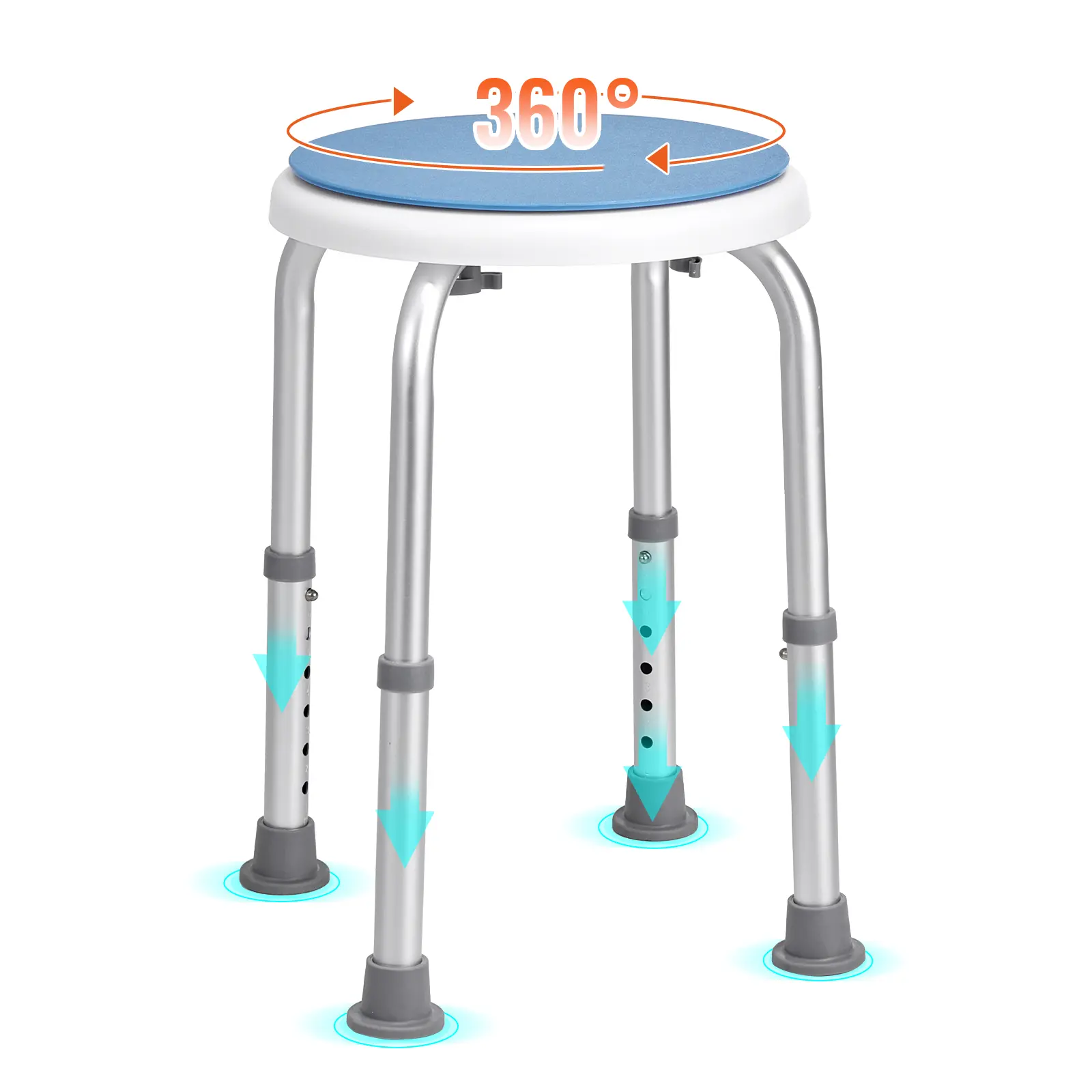 【summerfinds】VEVOR Shower Chair for Inside Shower, 360 Degree Swivel Shower Seat, Adjustable Height Shower Stool, Non-Slip Bench Bathtub Seat Stool for Elderly Disabled Adults Handicap, 300 lbs Capacity