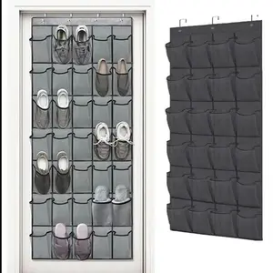 Door Back Shoe Rack Organizer, 1 Piece, 24 Pockets, Hanging Durable Fabric Shoe Storage, Footwear Organization, Fits Door Cabinet Space, Home Essential, Space Saving Shoe Organizer, Maximize Vertical Space