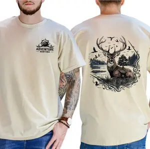 Classic Adventure Hunting Deer Shirt 2-Sided For Men, Buck Hunt T-shirt, Vintage Outdoor Hunting Tee, Casual Hunter Top, Soft Cotton Fabric Menswea