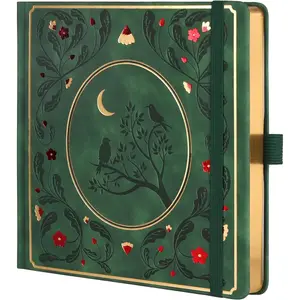 Dotted Journal Notebook, Dot Grid Notebook for Women Men, Hardcover PU Leather Journal, 160 GSM Thick Paper, 160 Numbered Pages with  Edges, 8 x 8 Square Diary