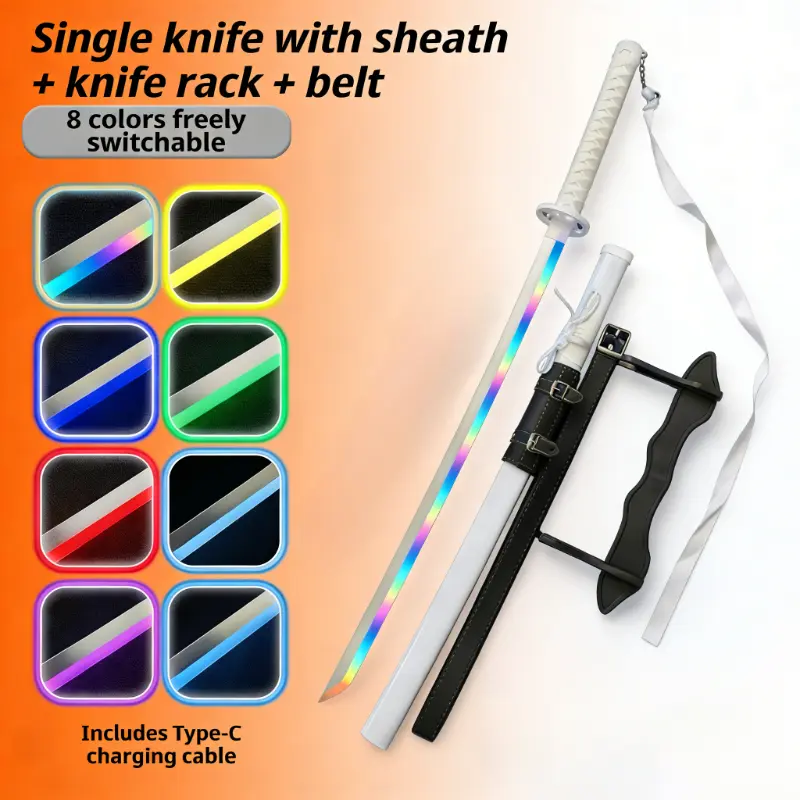 DKD Summer Special: LED Anime Samurai Katana Sword – 40" Color-Changing Cosplay Sword with 10 Modes, Sageo Belt & Display Stand, Cool Easter Gift for Teens, Collectors & Anime Fans，Great for Photos & Parties