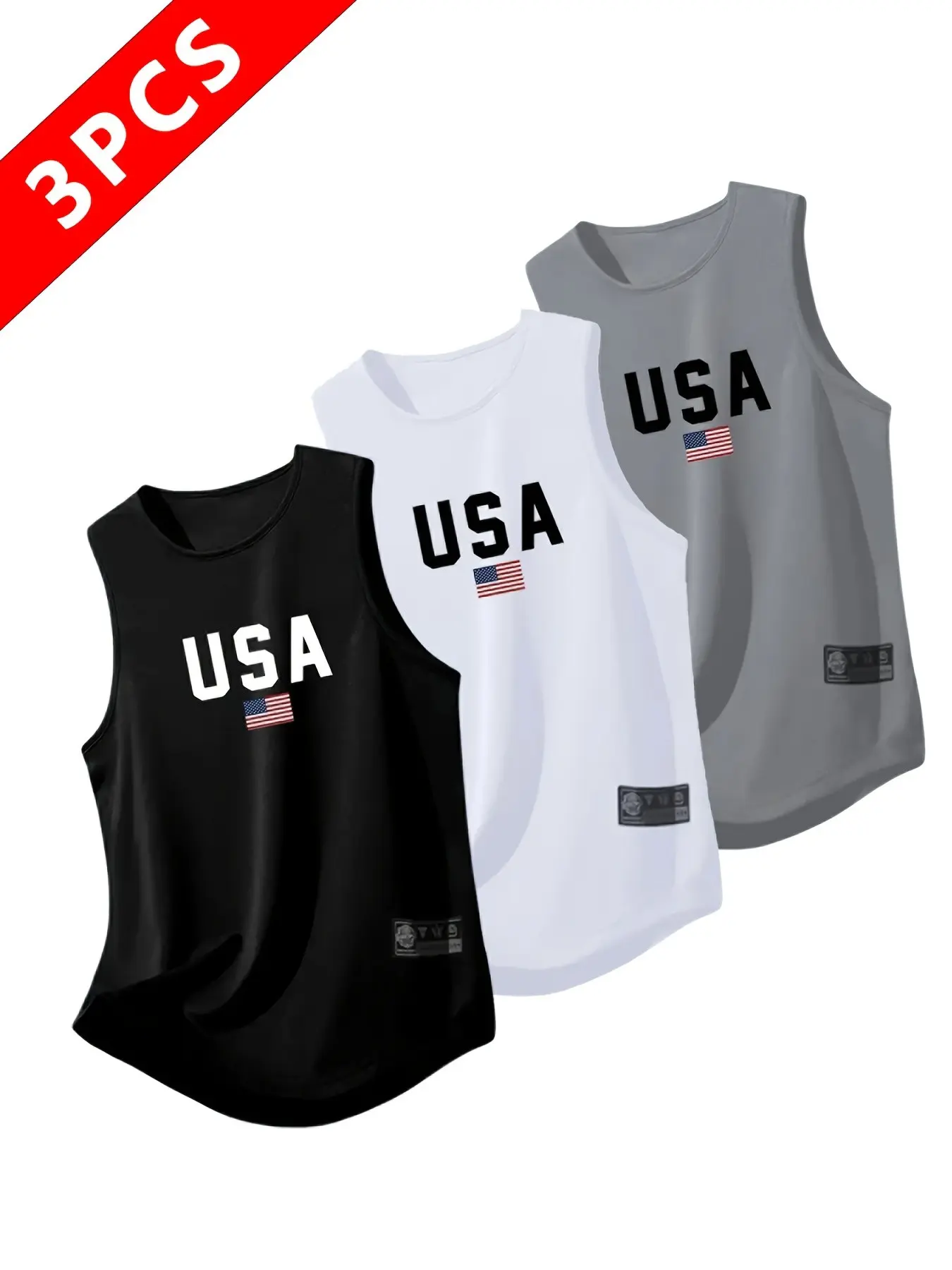 Men's Quick-Dry Moisture-Wicking Breathable Tank Top, Fitness Workout Gym Sleeveless Shirt with USA Letter Print, Casual Sports Vest for Running and Training, Sleeveless Sports Tops, Available in Multiple Colors