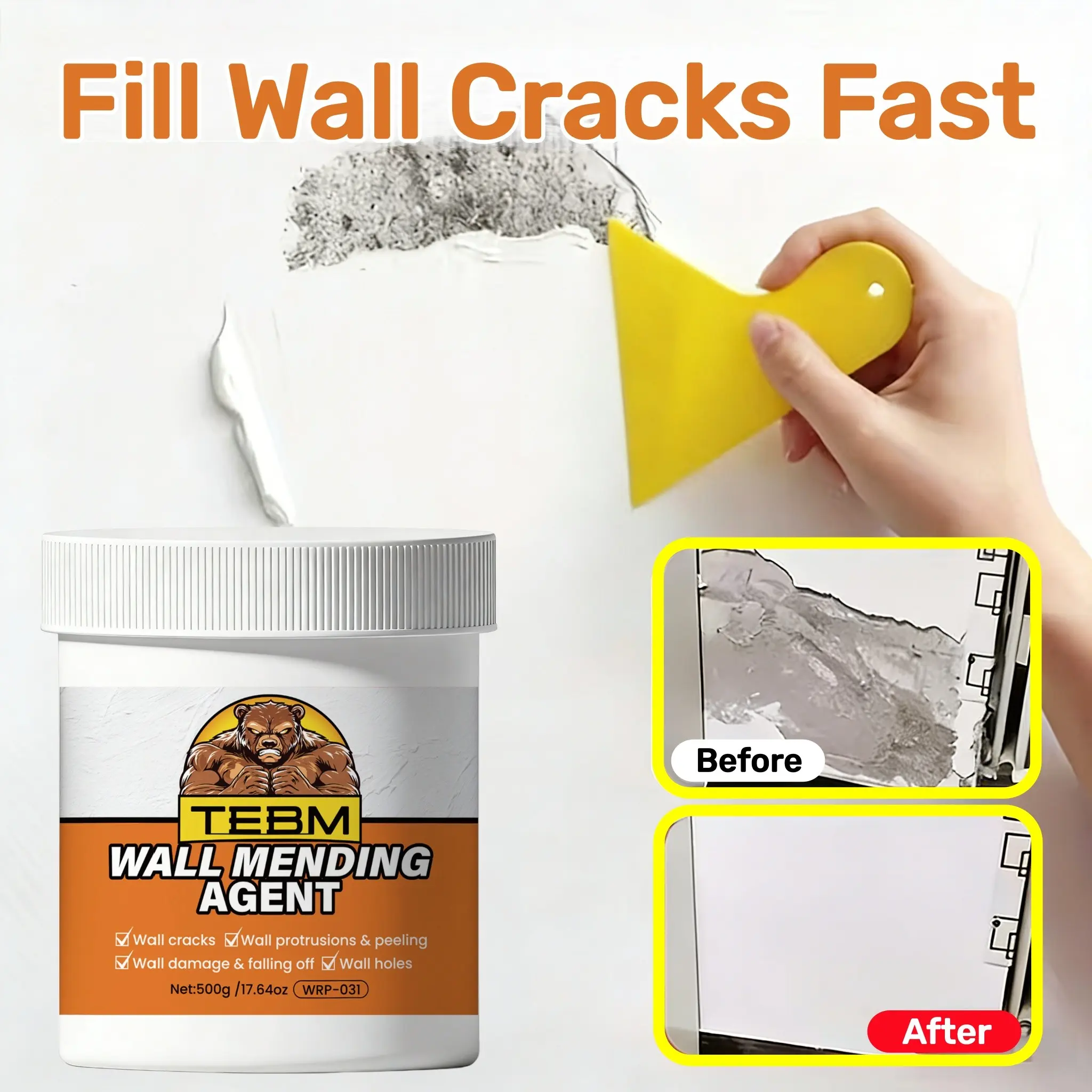 Quick Wall Repair Putty - Filler Paste, Quick Dry, Prevents Cracks, Durable and Long-Lasting, Super Strong Adhesion, Easy to Use, Repairs Holes, Scratches, Gypsum Board Damage