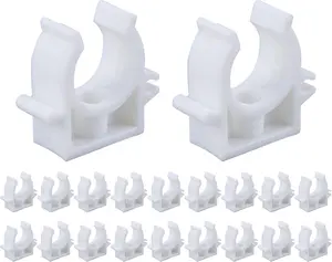 PEX Clips Pipe Clamp 3/4 Inch, 20 Pack 20 Mm Pipe Hangers Pipe Holder PEX Tubing Clamps PVC Water Pipe Support, Plastic U-Shaped PVC Pipe Clamps Tools with Screws, White Sydien