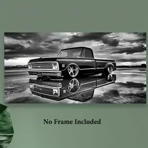 1pc Vintage Classic Car Canvas Wall Art Print - Black & White High-Quality Canvas Poster, Frameless Modern Home Decor for Living Room, Bedroom, Office, Kitchen - Unique Holiday or Everyday Gift