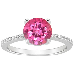Affinity Gems Round Topaz & Diamond Ring, Sterling Silver