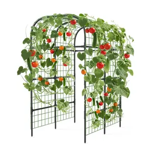 Gaomon Metal Garden Arch Trellis - 7.3 ft Tall Steel Frame U-Shaped Arched Form, Tool-Free Assembly, Black Plant Support for Raised Beds, Cucumbers & Climbing Vegetables