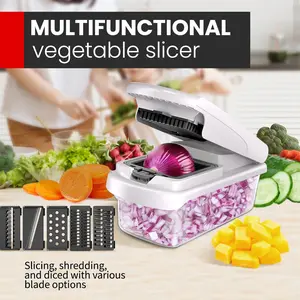 Multi-functional stainless steel 15-in-1 kitchen slicer, shredder, vegetable and fruit food processor