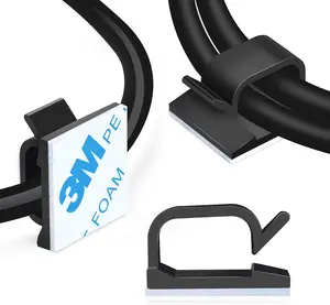 120 PCS Adhesive Cable Wire Clips Black, Outdoor Cable Management Wire Organizer Cord Holder for Under Desk, Car, Wall, TV PC Ethernet Cable