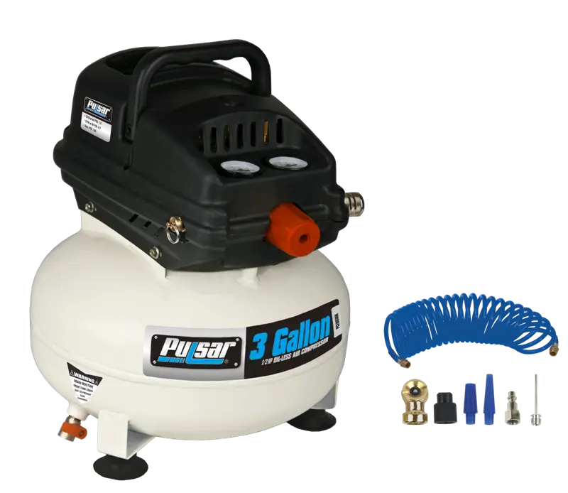 Pulsar  3 Gallon Oil-Free Pancake Air Compressor with Air Hose & Accessory Kit