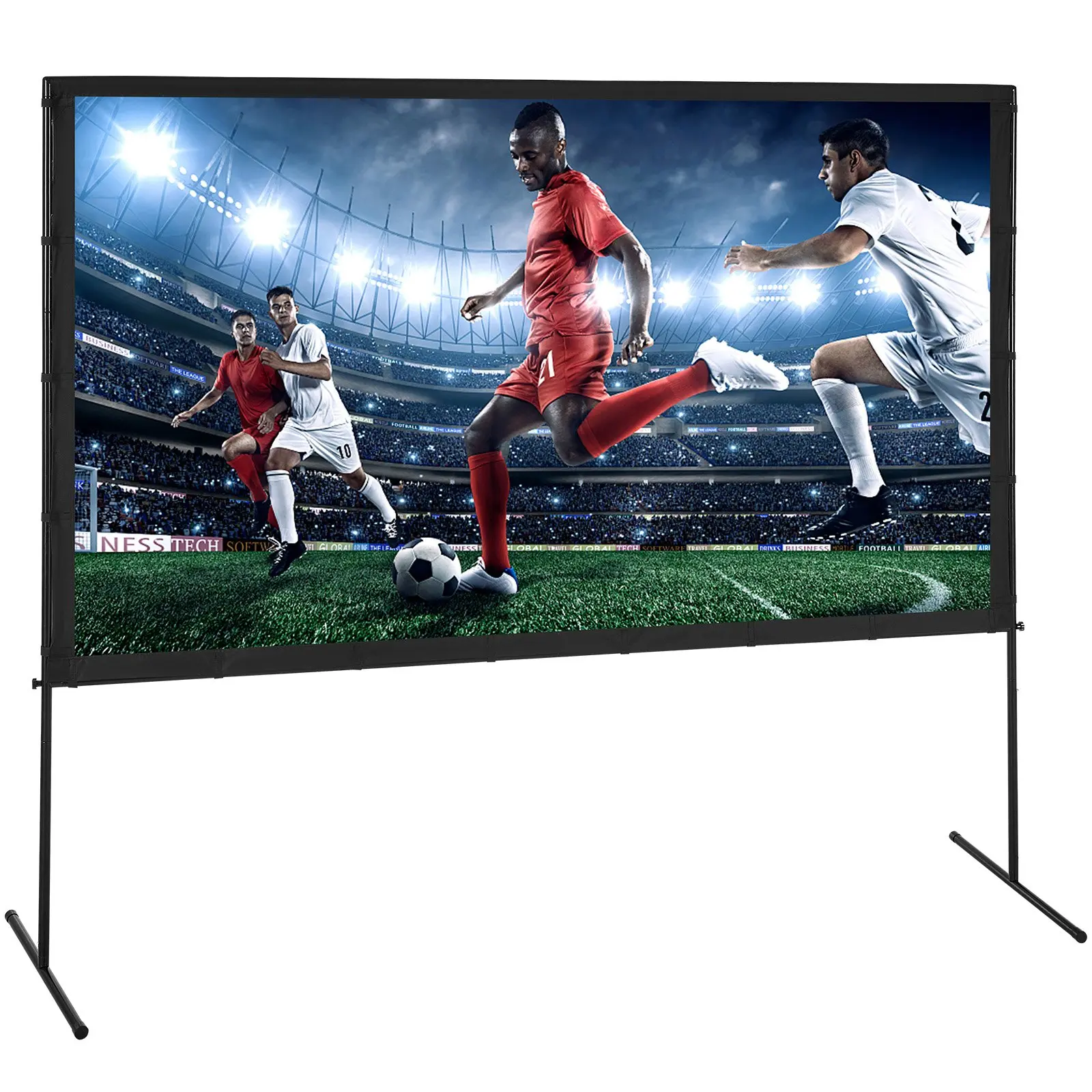 【DealsForYouDays】VEVOR Projector Screen with Stand, 100 inch 16:9 4K 1080 HD Outdoor Movie Screen with Stand, Wrinkle-Free Projection Screen with Bar Feet and Carry Bag, for Home Theater Cinema Backyard Movie Night
