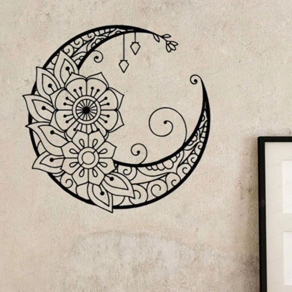 Indoor Living Room Home Decor Moon Theme Black Wall Art Gothic Abstract Iron Wall Sculpture Black Moon Wall Art Wall Art Decoration