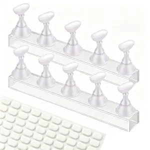 Nail Stand Acrylic Nail Art Display Stand Practice Nail Holder for Painting Nails Magnetic Practice Stands with Reusable Adhesive Putty Clay for False Nail Tip Manicure Tool