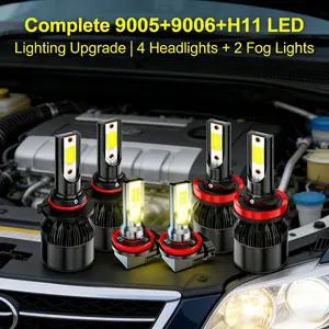 6Pcs 9005 9006 H11 LED Bulbs Combo for Toyota Corolla 2009-2013, 26000LM 6000K Daylight White IP68 Waterproof, High/Low Beam and Fog Light Replacement, Pack of 6 Canbus Ready