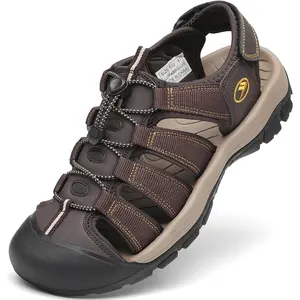 FLARUT Men's Athletic Sandals - Closed Toe Hiking Water Sport Athletic Beach Outdoor Comfortable Casual Closed Toe Summer Sandal Shoes with Anti-Slip Cushioning and Breathable Mesh