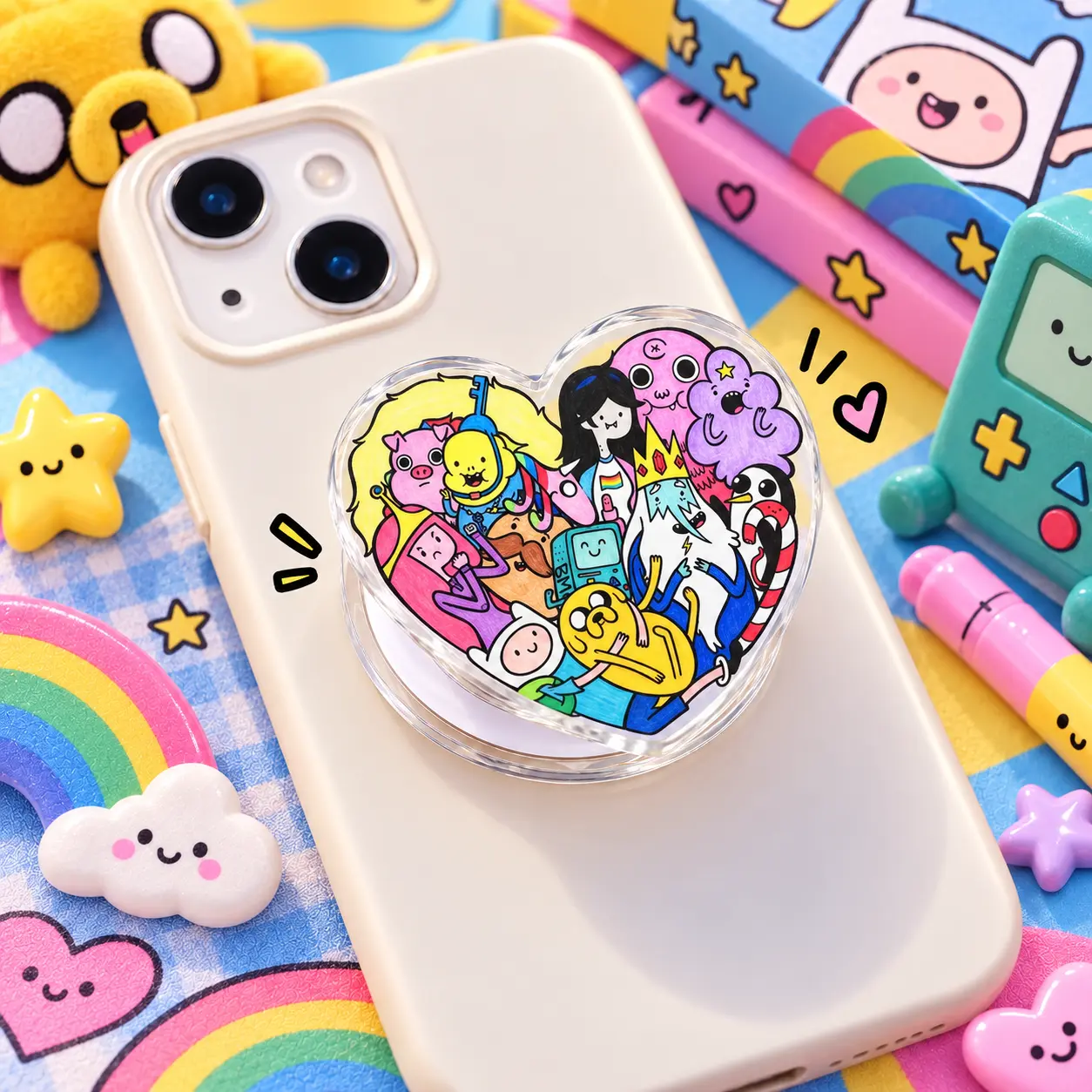 Kawaii Cartoon Adventure MagSafe Phone Grip – Colorful Fantasy Acrylic Phone Holder with Kickstand, Cute Character Phone Accessory Gift for Women, Teens and Fans