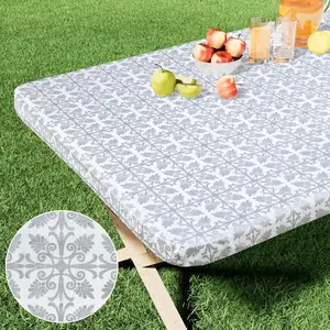 Rectangular Baroque Table Cover, Vinyl Waterproof Oil-Resistant Easy Clean, Non-Slip Design, Ideal for Outdoor Indoor Events