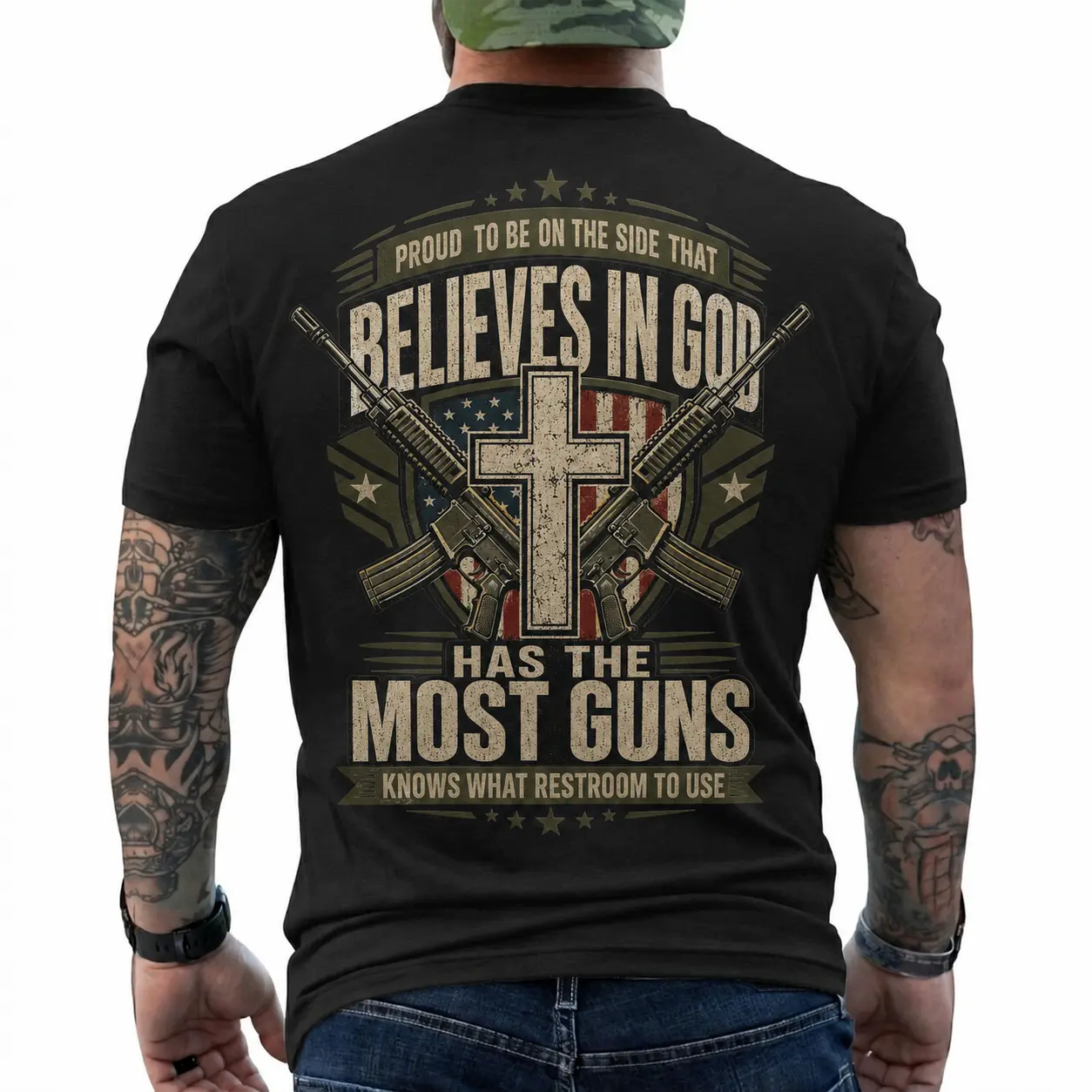 Proud To Be On That Side Vintage Tactical Military-Style T-Shirt | Sarcastic Patriot Gift | Classic Fit Casual Everyday Wear Back Print