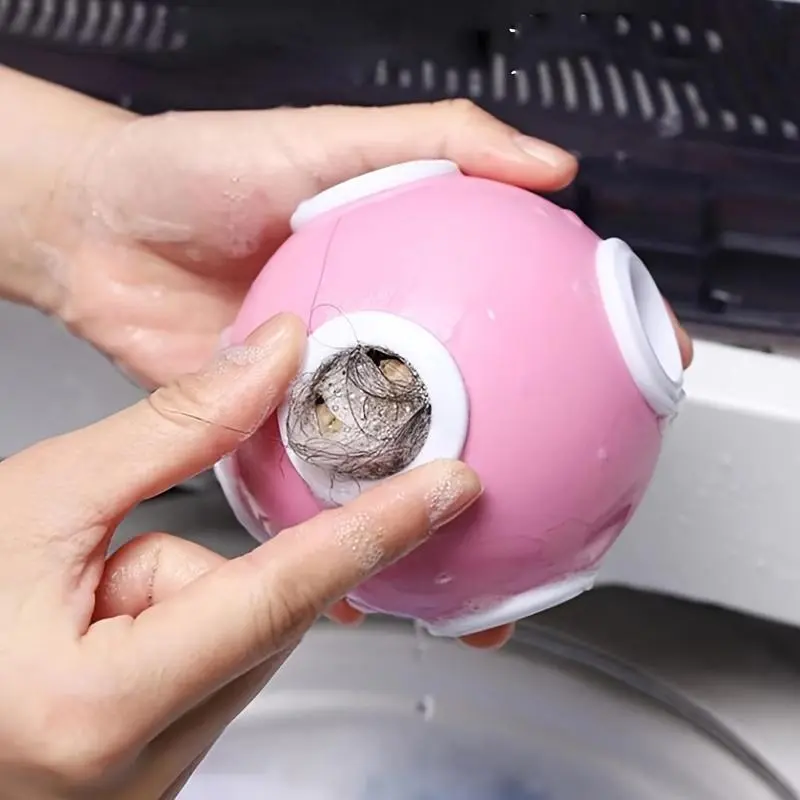 2pcs Reusable Laundry Balls - Pet Hair Catcher for Washing Machine And Dryer, Tangle-Free And Easy to Remove, Durable TPR And ABS Material, Pink Or Blue Available, 10.41 X 10.41 cm, Suitable for Cats And Dogs, Prevents Clogging Drain Pipes