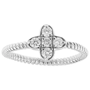 JTV White Lab-Grown Diamond Rhodium Over Sterling Silver Twisted Band Cluster Ring 0.33ctw