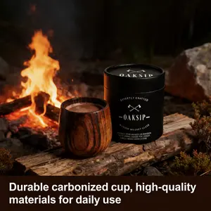 Wooden Whiskey & Bourbon Tumbler Charred OldFashioned Drinking Glass Handcrafted Traditional WoodCup Unique Gift for Men Perfect for Holidays & SpecialDccasions