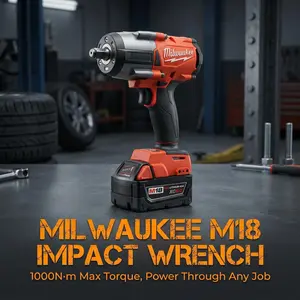 Milwaukee M18 compatible 18V 1/2 Inch Impact Wrench Cordless Maintenance 1000Nm Torque High Power Impact bauer Tool heavy-duty task mount tv quick-release ratchet construction gear