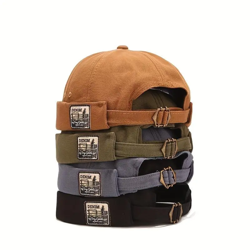 Unisex 4-Piece Cotton Brimless Sailor Caps - Adjustable, Soft, Foldable, Solid Color, Simple Design, Reversible Bonnets for Daily Retro Casual Wear, Cap
