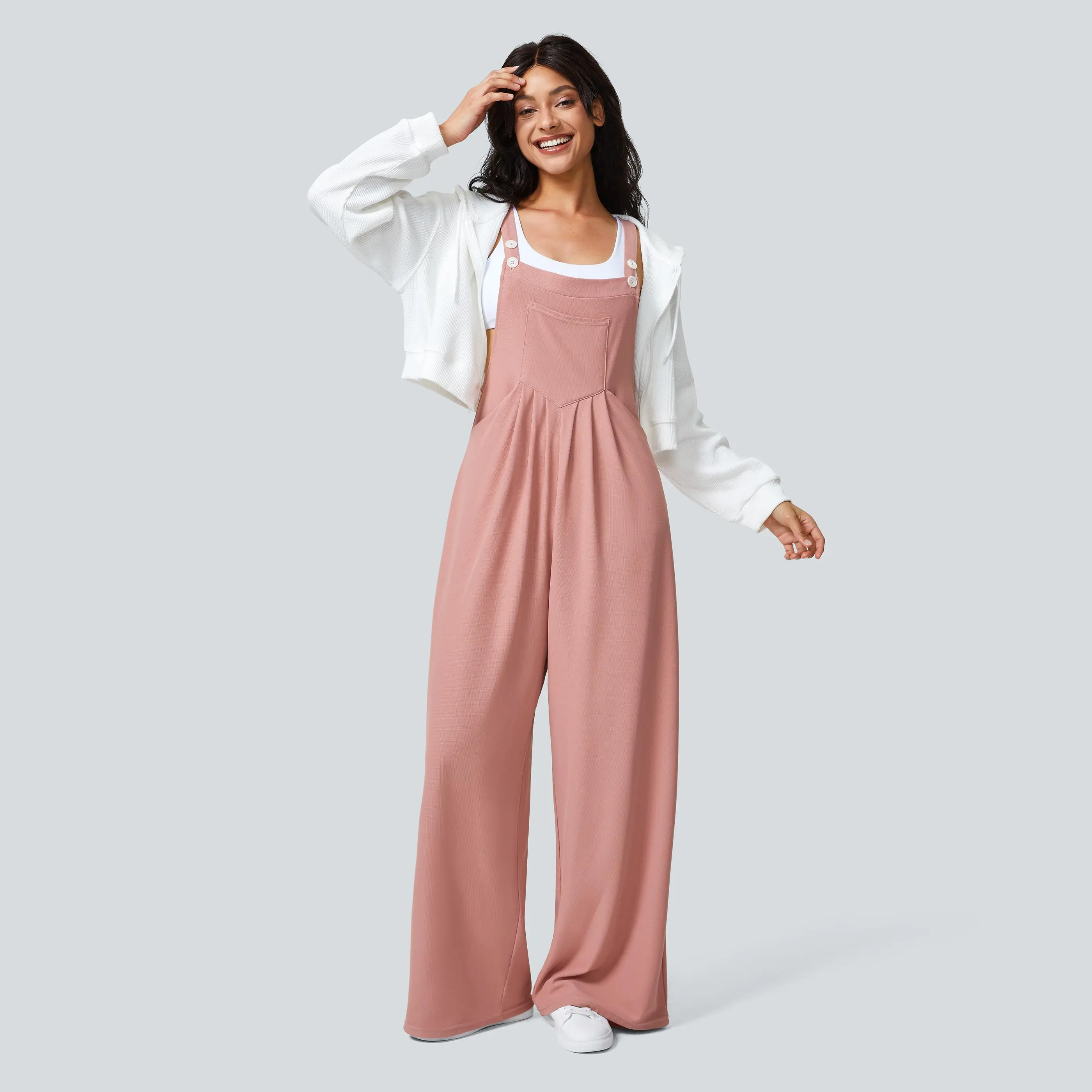 Halara Pockets Waffle Casual Overalls #summervibes